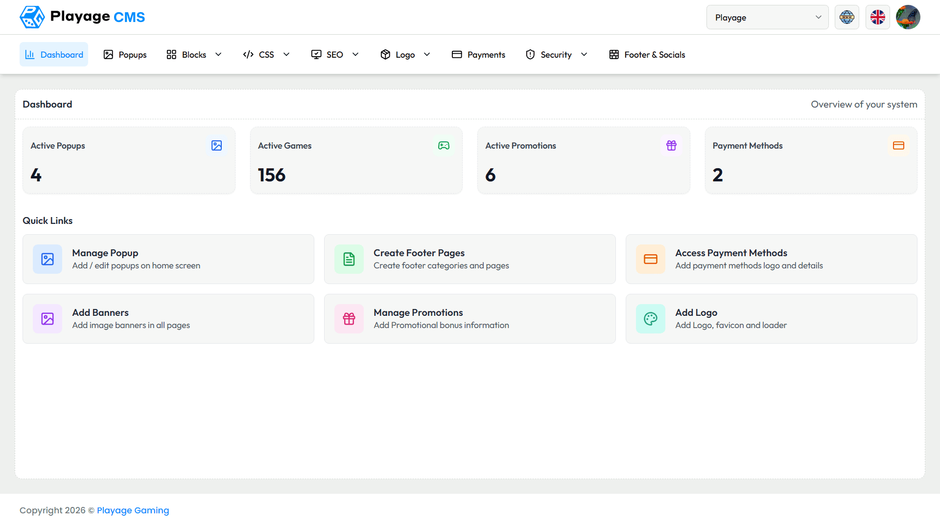 CMS Panel Dashboard
