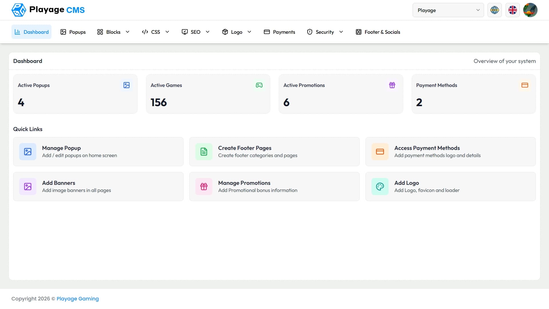 CMS Panel Dashboard