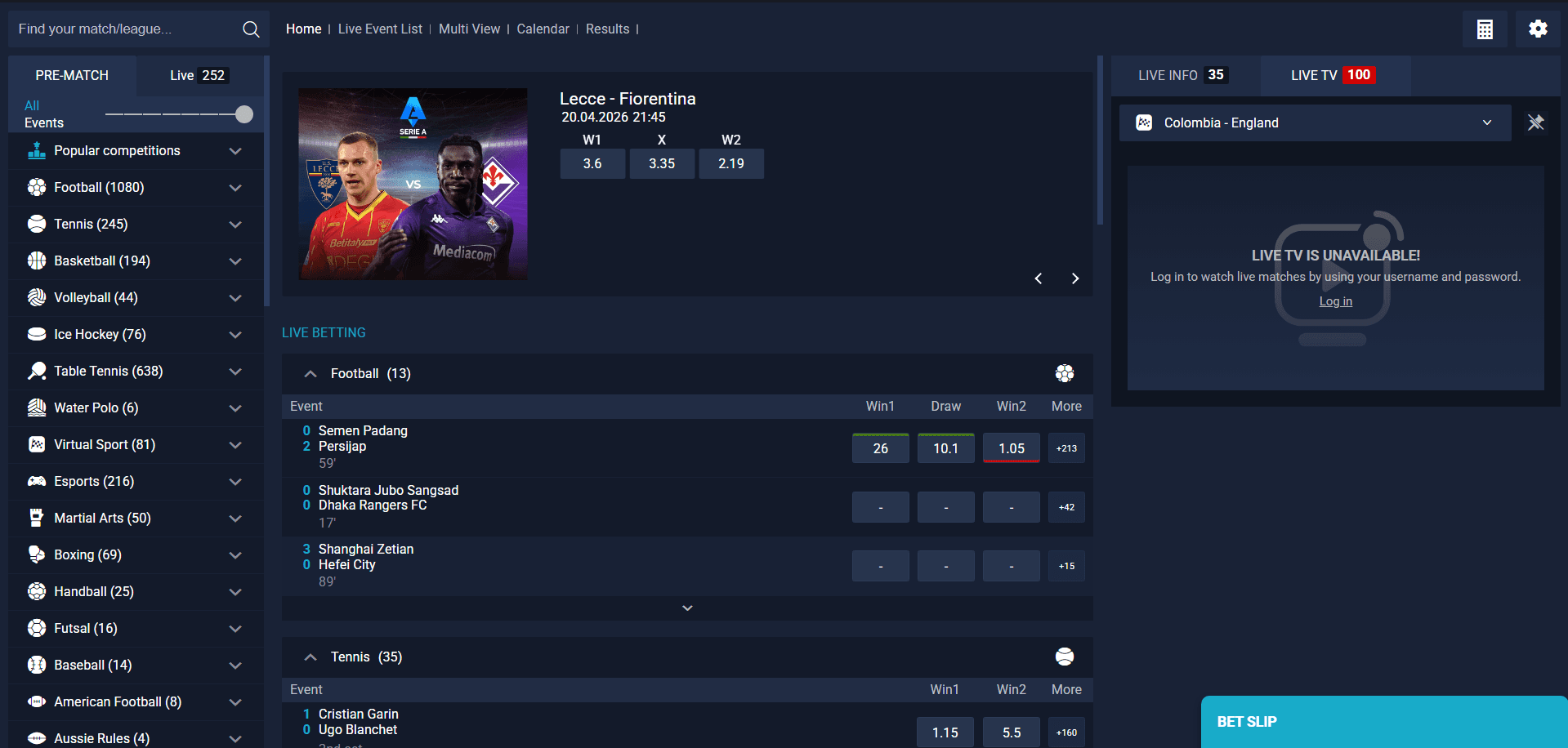 Sportsbook Dashboard